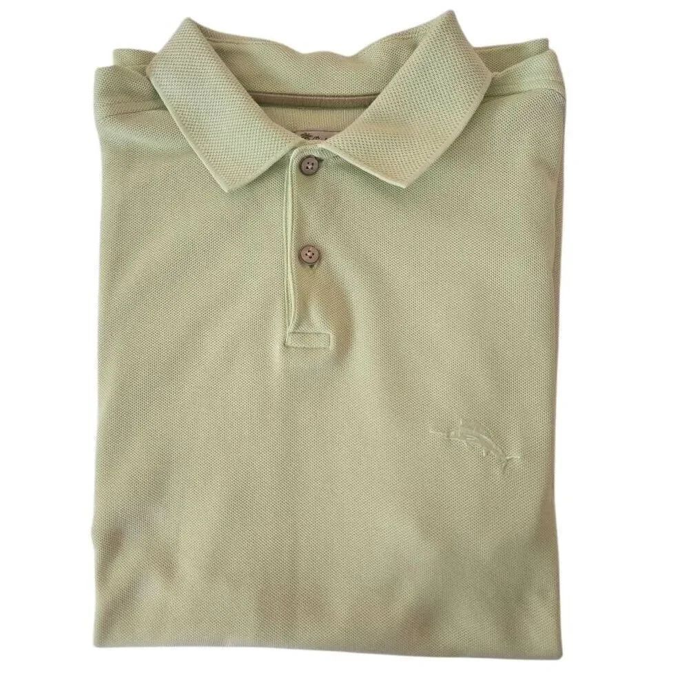 Tommy Bahama Mens Pima Cotton Blend Collared Short Sleeve Polo Shirt Green Large